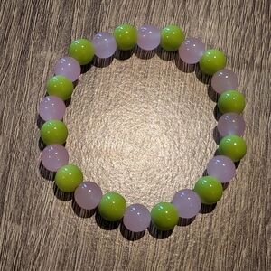 Pink and Green Beaded Bracelet